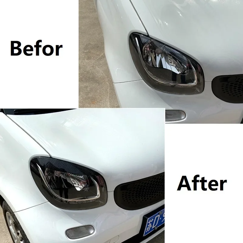 Car Headlight Eyebrows Headlamp Eyelid Cover For Mercedes Benz Smart 453 Fortwo Forfour 2015-2020 Front Light Sticker Body Kits