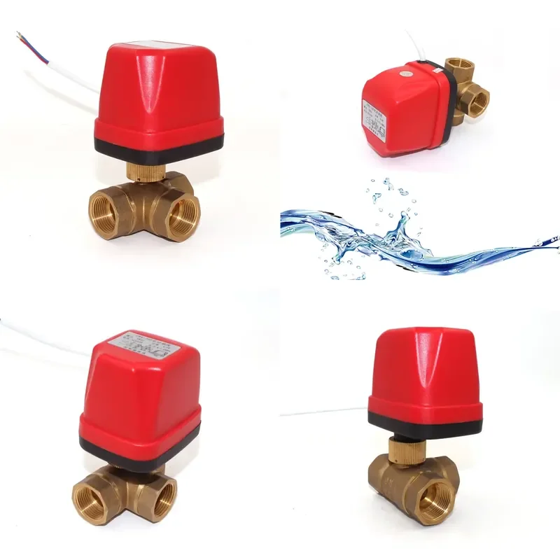 CWX-50P Brass Motorized Electric Ball Valve 3-Way Solenoid Manual Power Stop Regulating Structure General Water