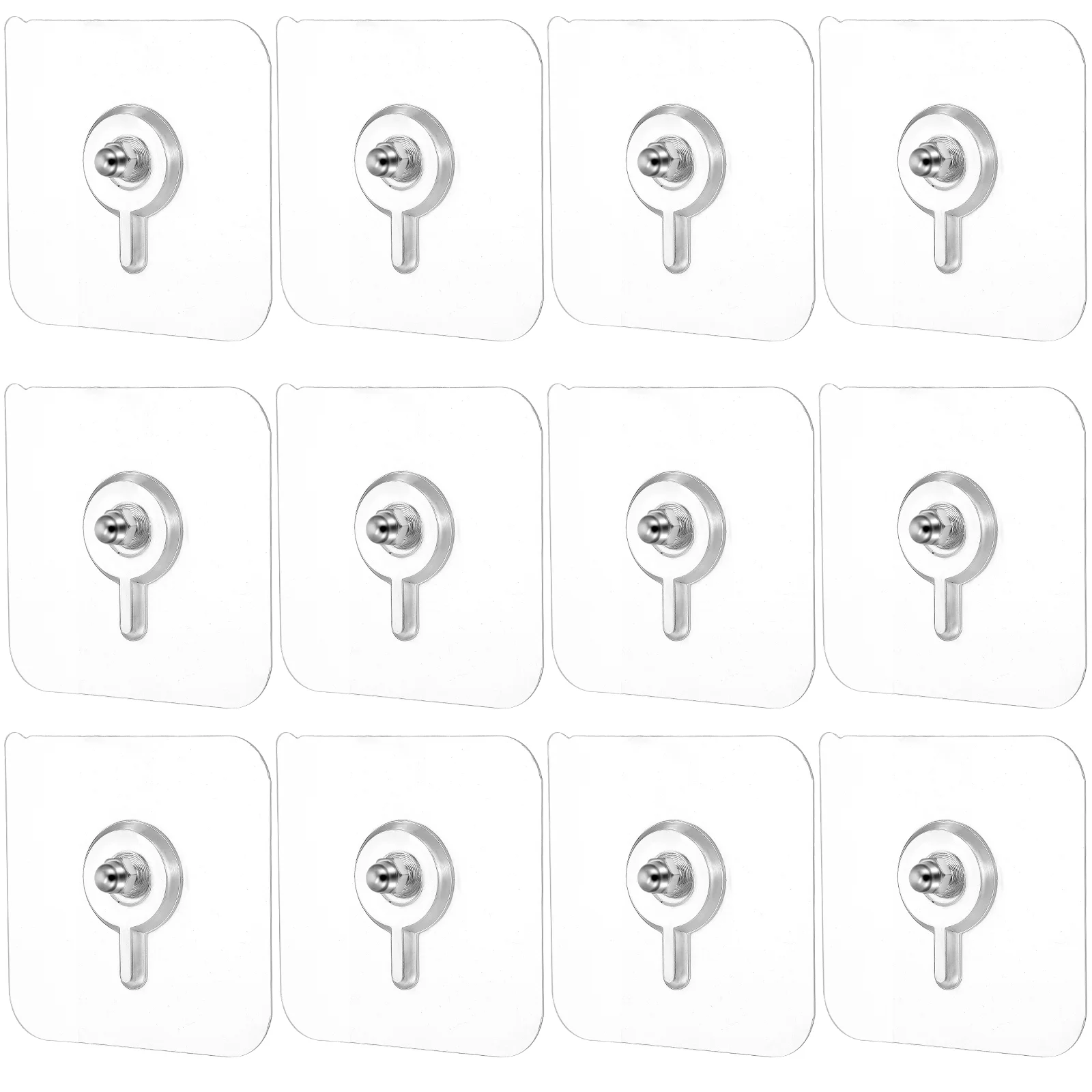 

12 Pcs Screw Hooks Seamless Free Stickers No Punching Self Adhesive Wall Clear Child