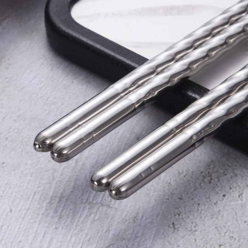 Portable Stainless Steel Chopsticks, Square Chopsticks, Insulated, Hollow, Korean, Hotel, Dining, Household, Square