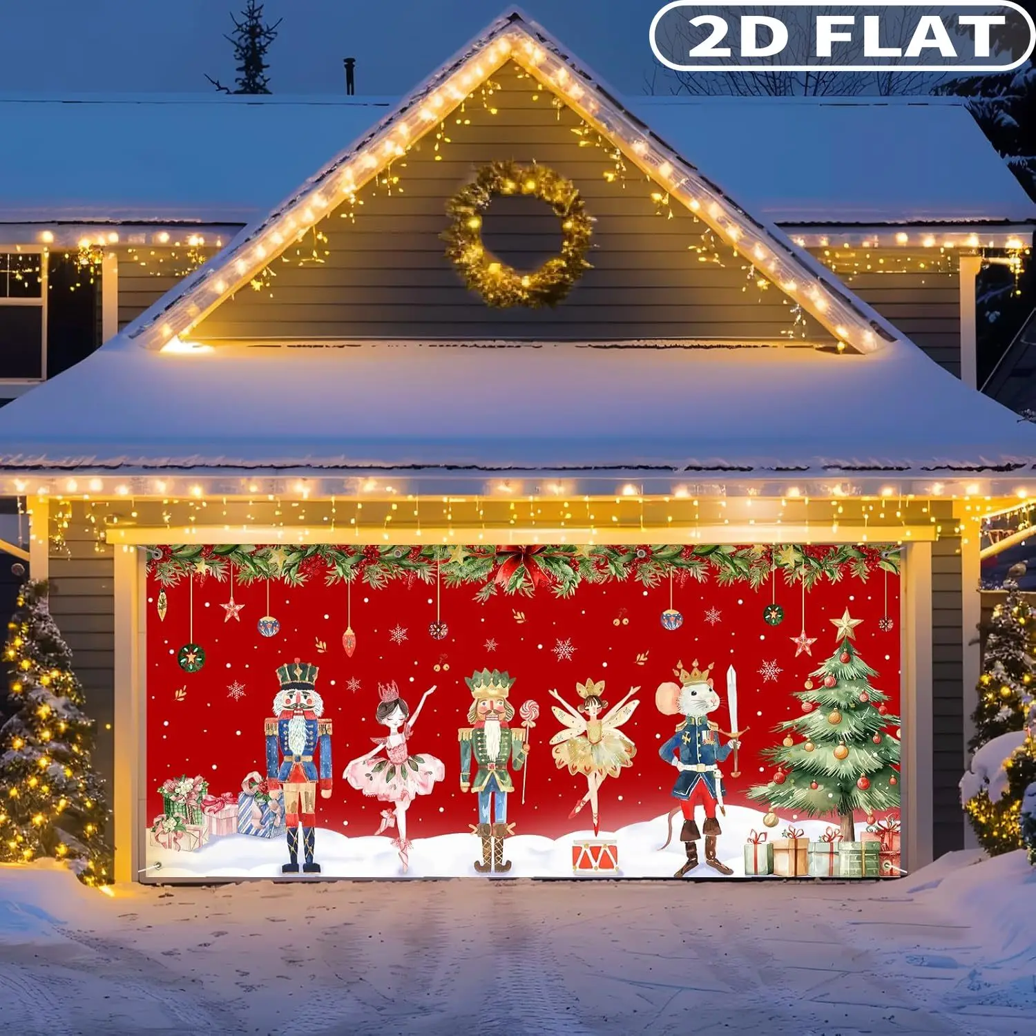 

1pc 2D FLAT Nutcracker Design Christmas Party photo booth props, Backdrop & Banner, Polyester Winter Xmas Studio background