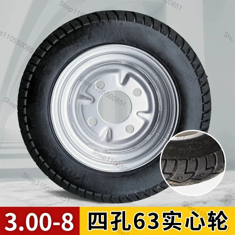 3.00-8 Non-inflatable Solid Tire Electric Tricycle Construction Site Trolley Rubber Tire Gray Bucket Wheel 1PC