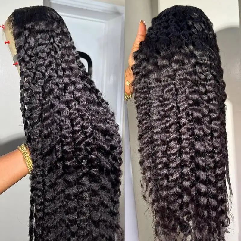 Pelucas delanteras de encaje 13x6 de onda profunda, cabello humano de 250 de densidad, pelucas rizadas transparentes HD, pelucas de cabello humano ondulado prearrancado