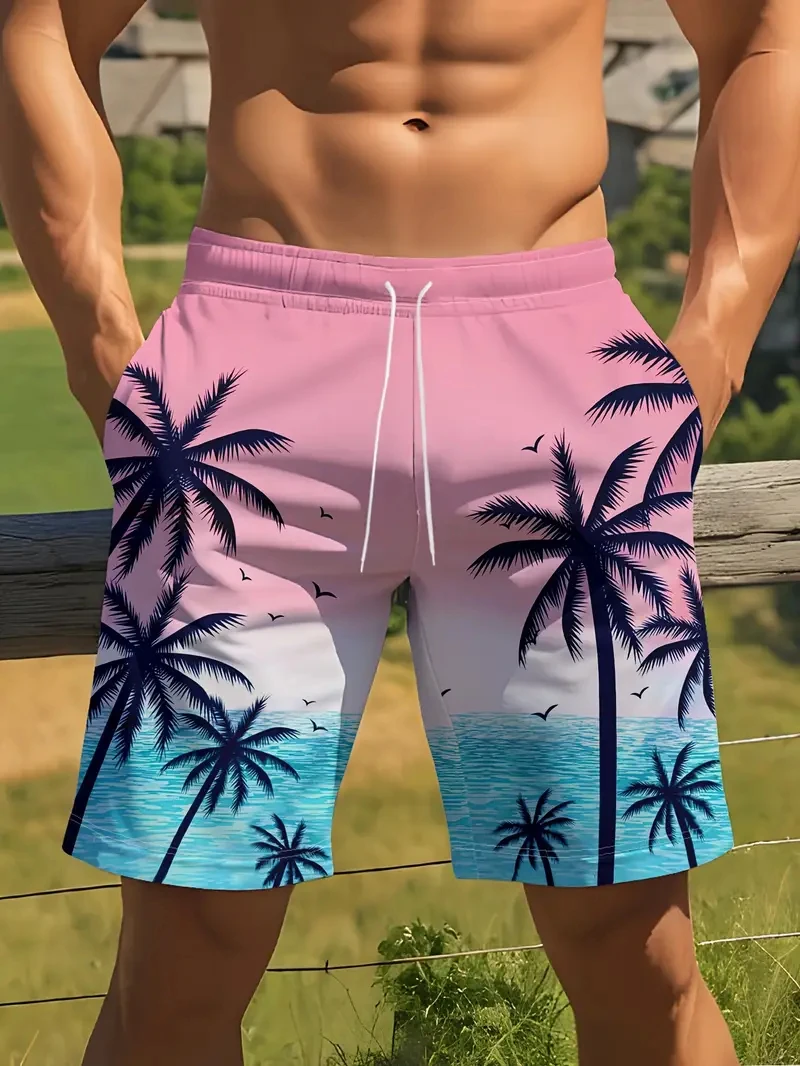 

Модные гавайские шорты с рисунком кокосовой пальмы, летние модные купальники, пляжные шорты с 3D принтом, повседневные мужские плавки большого размера
