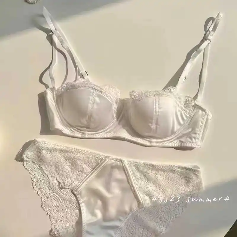 Französisches Spitzen-Satin-Dessous-Set für Damen, sexy Push-up-Set, dünn, atmungsaktiv, bequem, für den Alltag, modisches Intim-Set