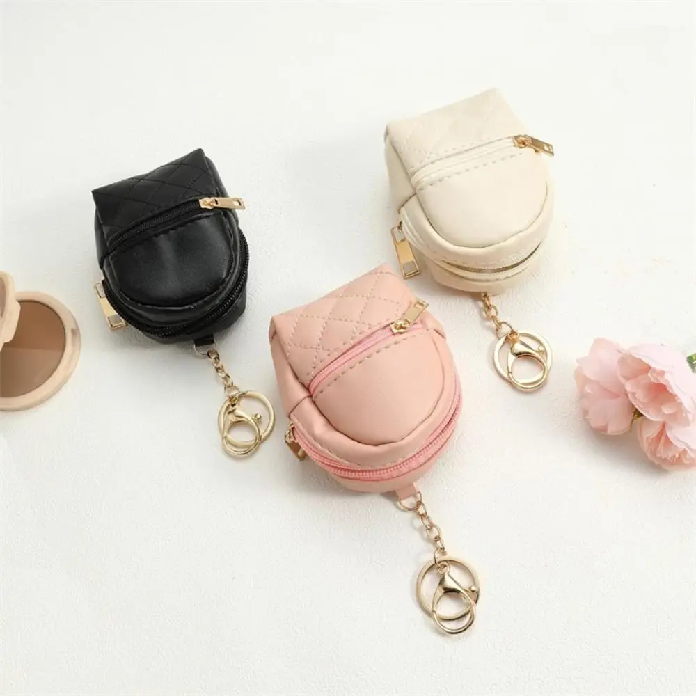 

Portable PU Leather Mini Coin Purse Backpack Shape Hanging Pendant Key Bag Creative Zipper Coin Wallet Women Girl