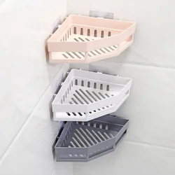 1pc Bathroom Shelf Bathroom Corner Triangle Basket Shower Room Storage Rack Wall Mounted Punching