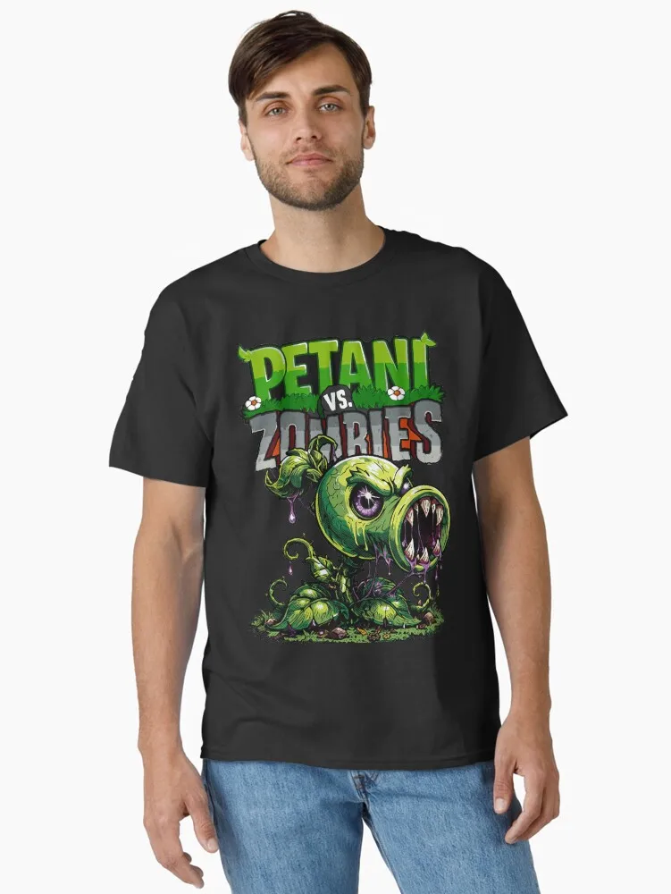 Plants vs Zombies Peashooter Game Cartoon Graphic Tee T Shirt Men's Women's Unisex Cotton Retro Cool Oversized Short Sleeve Top