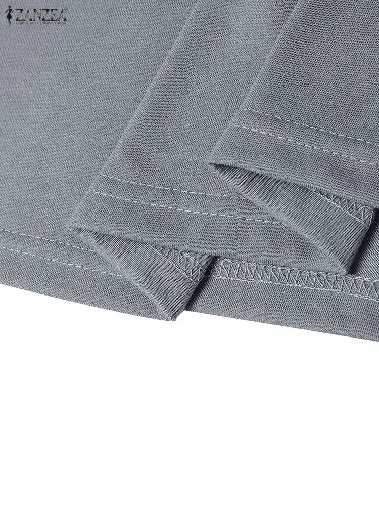 بلوزات خريفية للسيدات من ZANZEA موضة 2025 بلوفرات بأكمام واسعة 3/4 بلوزات كورية غير رسمية بلون سادة بلوزة كبيرة الحجم #3