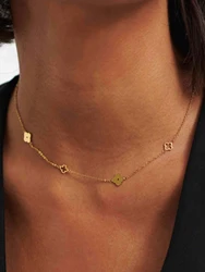 1pcs Japan and South Korea style simple stainless steel four-leaf clover pendant necklace bracelet Suitable for daily matching