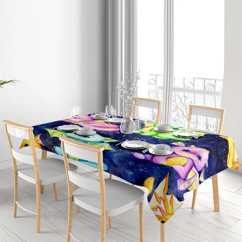 Vibrant Galaxy Unicorn TableclothArtistic Space-themed Dining Decoration for Kitchen or Bedroom Blue Multicolor Cartoon