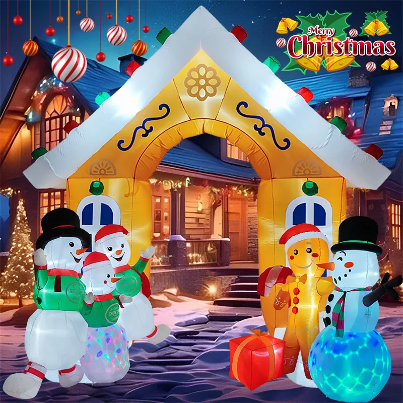 

Inflatable Toys Christmas Decorations Gingerbread Man Snowman Arch Built-in LED Lights Model Ornaments Xmas Party New Year Decor