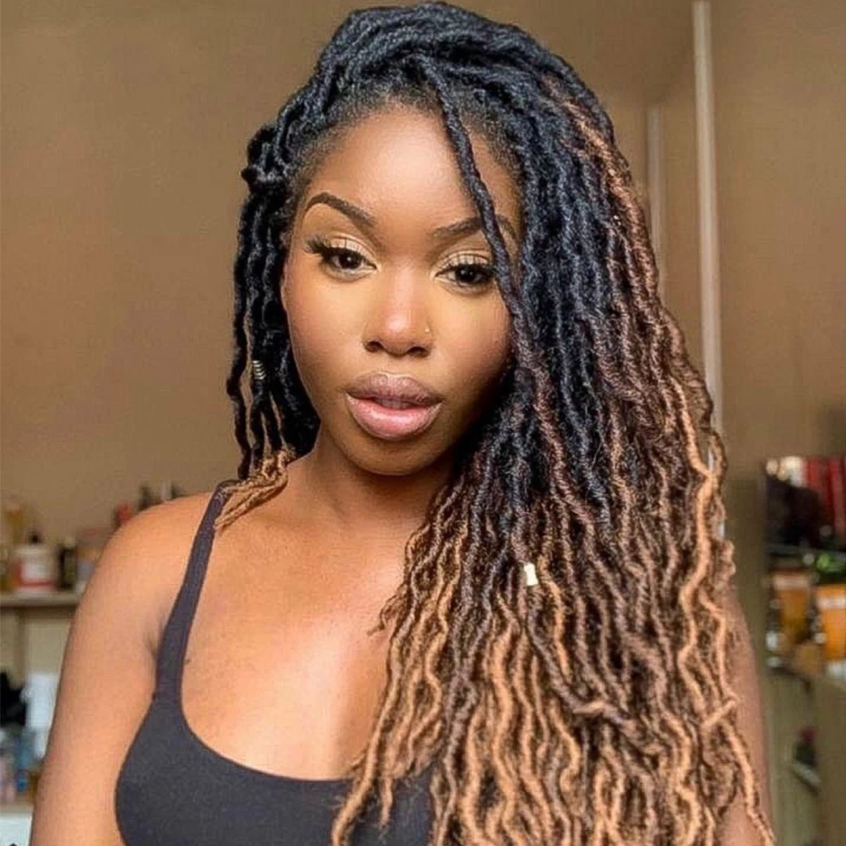 Gypsy Locs Crochet Braids Hair Soft Faux Locs Synthetic Hair 24 Strands/Pack 18 Inch Curly Dreadlocks Crochet Hair for Women