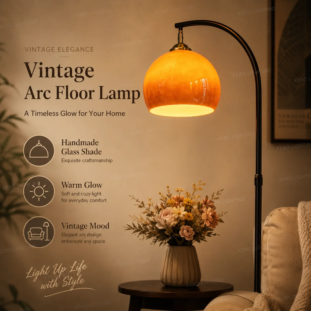 Floor Lamp with Walnut Shelves, Modern Lamp for Display Storage, 3 Color Temperature Wood Standing Corner Lamp for Living Room