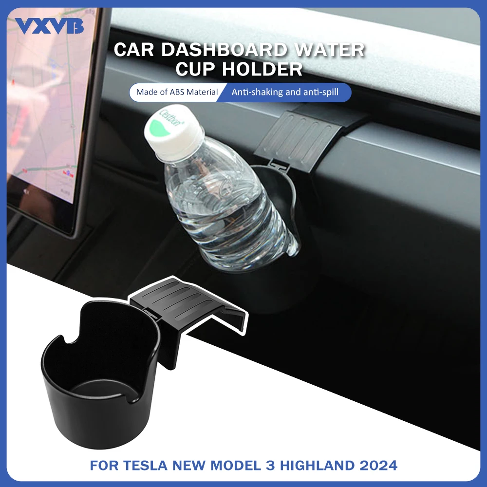 For Tesla Model 3 Highland 2024 Dashboard Water Cup Holder Instrument Panel Organizer Dashboard Storage Box Interior Accessories