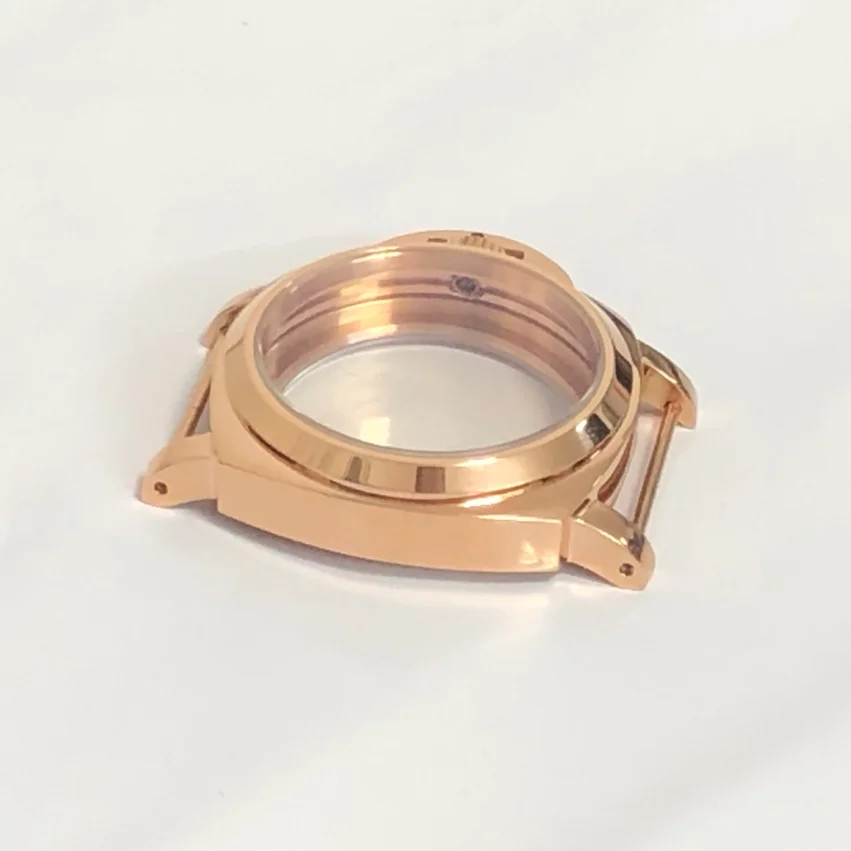 44mm 316L Stainless Steel Mineral Glass Or Sapphire Crystal Fit ETA 6497/6498 ST3600 ST321 Movement 6497 Case Rose Gold 0911-25
