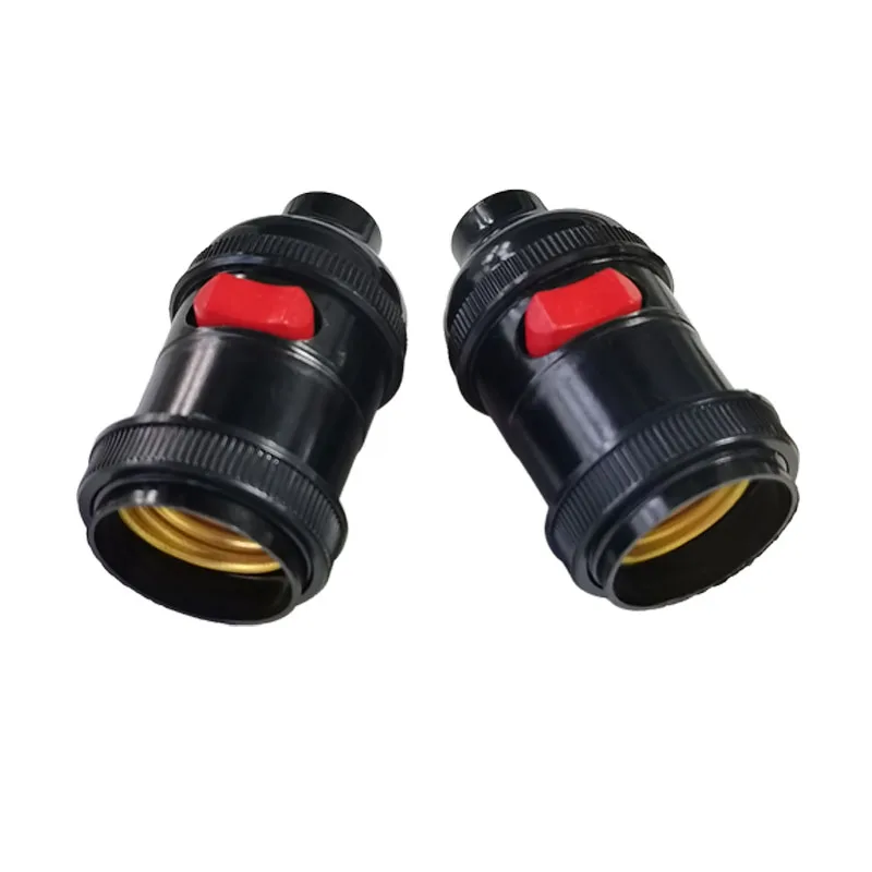 1PCS E27 Bakelite Lamp Base with Red Switch Bedside Screw Chandelier Light Head Machine Tool Lamp Holder Conversion Socket