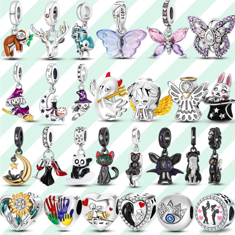 

Charm 925 Original new in halloween animal butterfly charms kitty bead jewelry for women Fits pandora 925 bracelet free shipping