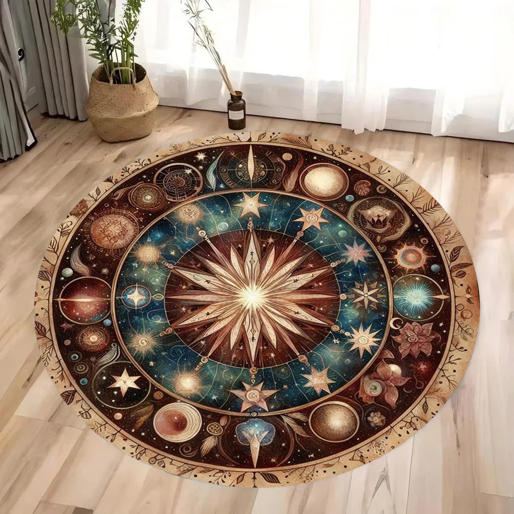 Vikama Flannel Tarot Round Rug Mandala Life Flower Altar Cloth Divination Meditation Circle Galaxy Tarot Mat Constellation Cloth