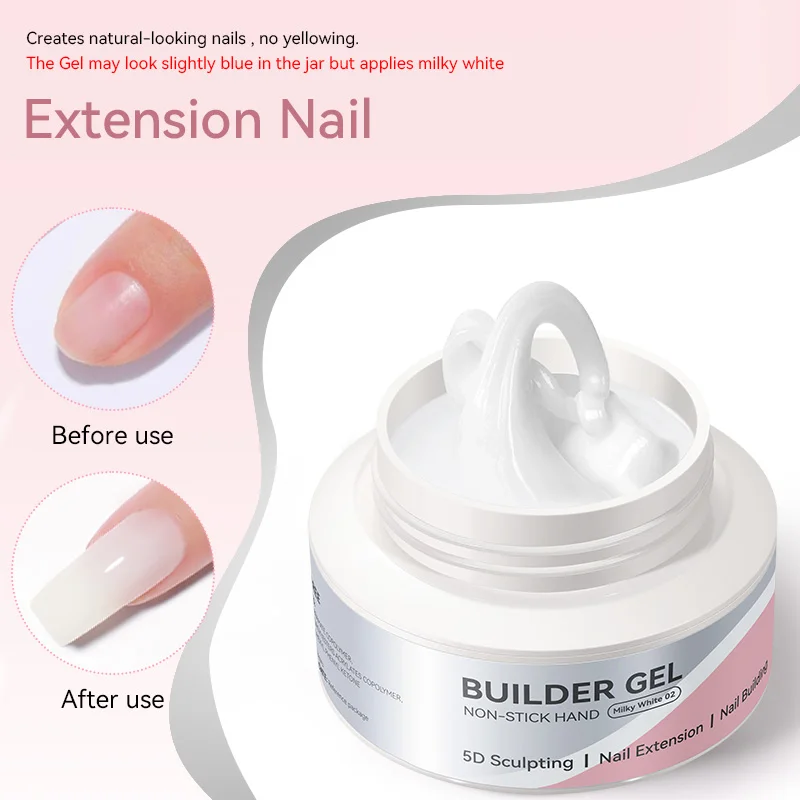 BORN PRETTY 60g No Stick Hand Extension Gel Nail Polish Clear Milky White 3D Molding Quick Buliding Flower Carving Acrylic