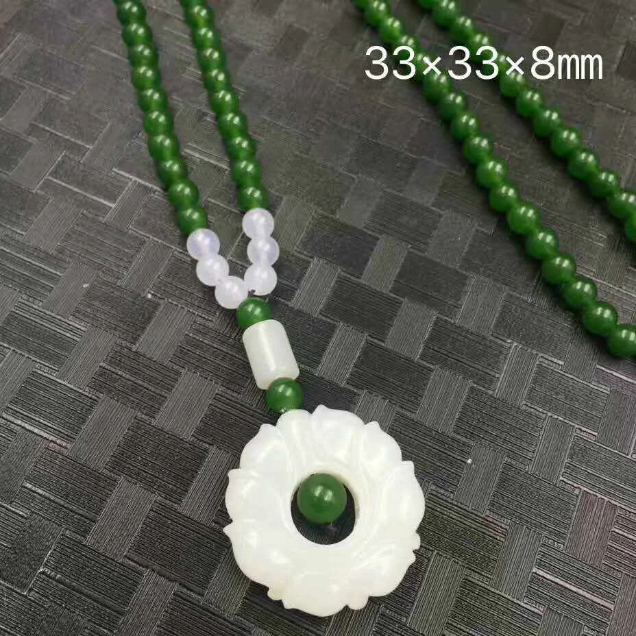 Exquisite Hetian Jade  Nebula Green Small Lotus Pendant Jewelry 33*33*8mm