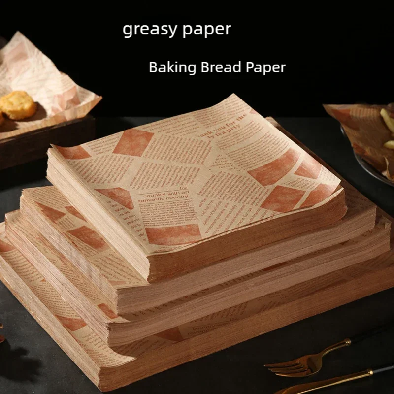 50 Pcs Oil-Proof Paper for Wrapping Sandwich Packaging Burger Bread Fried Food Fryer Air Baking Paper Plate Mat Accessories