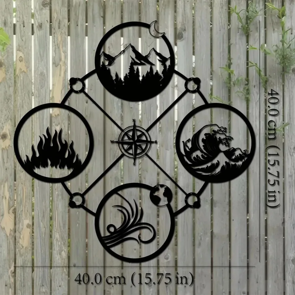 CIFBUY Wrought Iron Compass Wall Decor Metal Sign, Waterproof Durable Indoor Outdoor Home Patio Balcony Hanging Art