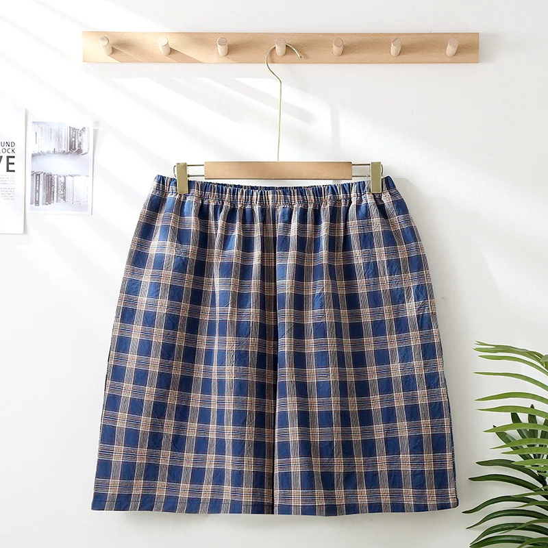 1 Pack Men's Lounge Shorts 1 Pack Men's Lounge Shorts |   Japanese Minimalist Plaid Style |   Washed Cotton Lightweight Elastic