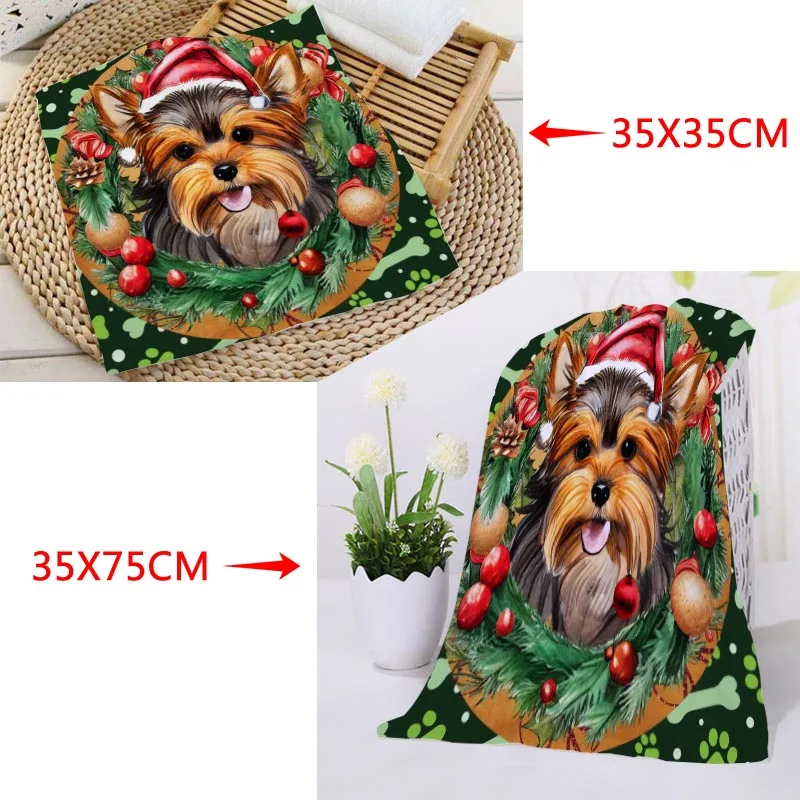 Christmas Dog Face Stocking Towel Microfiber Bath Towel Baech Towels Sport Drying Travel Towels 35X35cm35x75cm