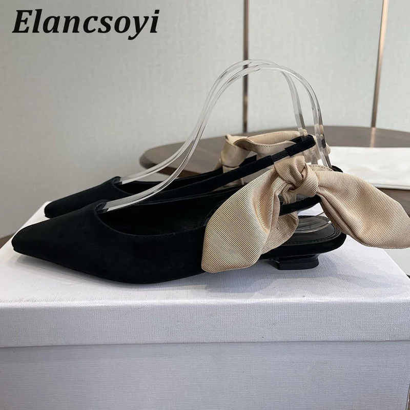 Damen-Sandalen mit Schmetterlingsknoten-Riemen, Quadratische Spitze, Niedriger Absatz, Sommermode-Partyschuhe 2026