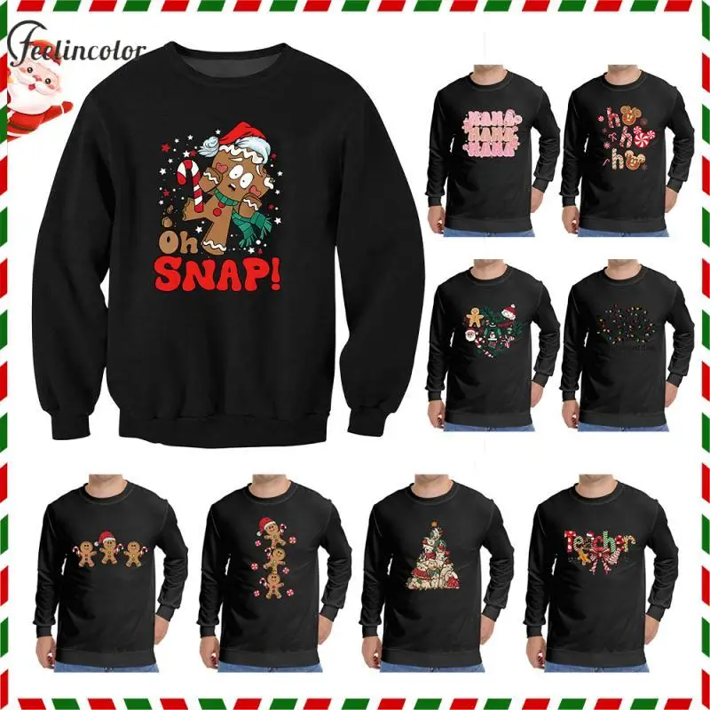 Oh Snap Men Christmas Print Sweatshirts 3 Gingerbread Men Graphic Pullover Autumn Casual Black Hoodies Xmas Male Clothing