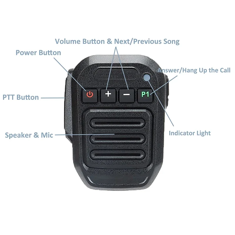 Walkie Talkie Wireless Bluetooth Mic M-Type For Motorola CP040 DP1400 Speaker Microphone Hands-Free GP68 GP88 PTT Type-C Charge