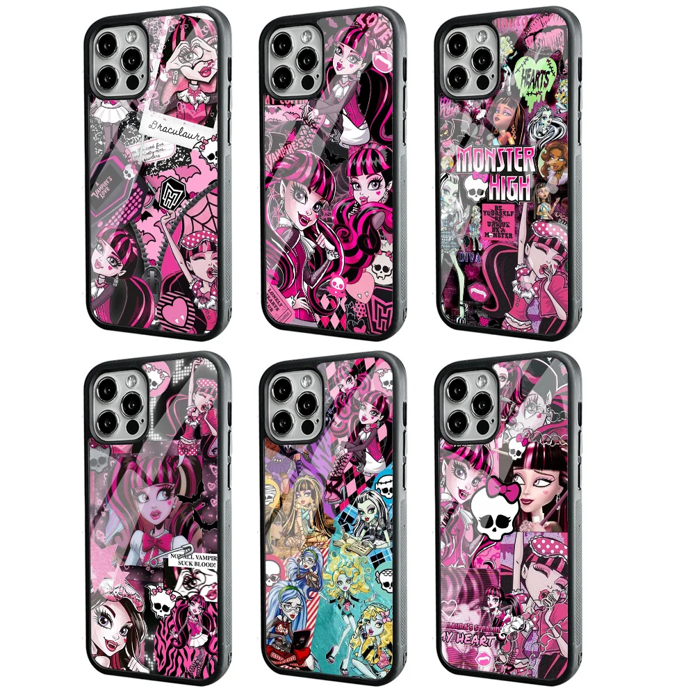 M-Monsters-H-High Anime Phone Case For IPhone 11 12 13 14 15 Plus Pro Max Mirror Acrylic PC TPU Cover