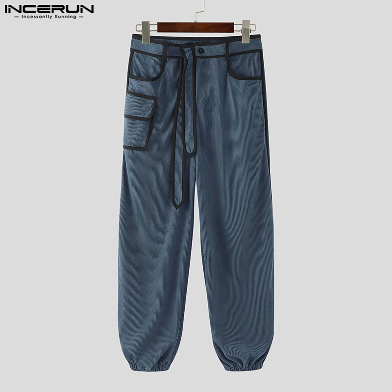 

INCERUN Men Corduroy Pants Patchwork Button Pockets Casual Trouser Men Streetwear Loose Joggers 2025 Fashion Male Long Pants