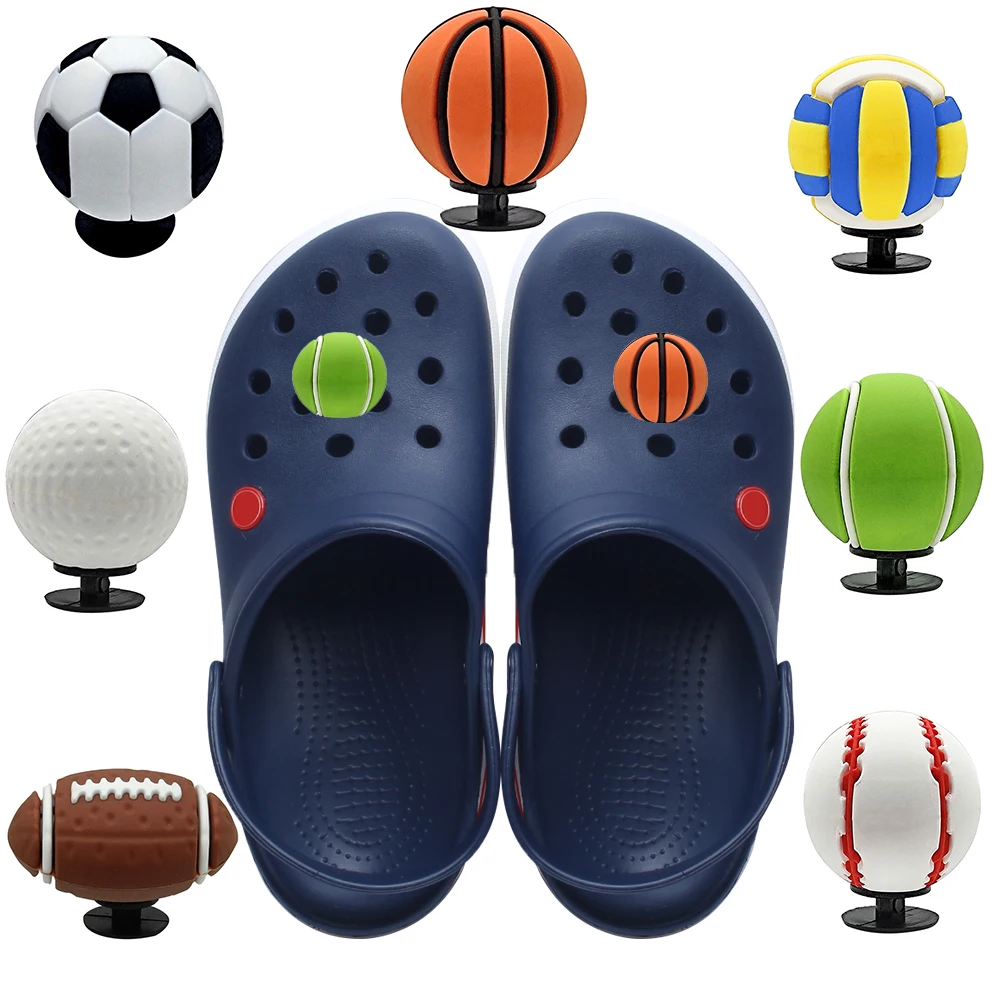 3D Basketball Football Volleyball Tennis Golf Rugby  Shoe Charms Funny Garden Accessories Buckle Fit Clogs Sandals Decorate