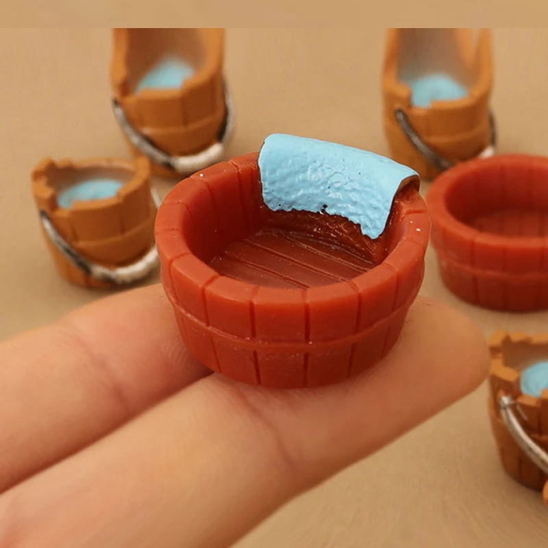 1 set mini simulazione bacino d'acqua secchio decorazione modello in miniatura casa delle bambole modello paesaggio accessori ornamenti