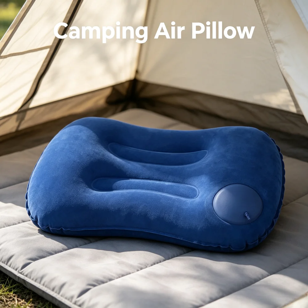 Outdoor Furniture Pillows - 携帯用空気注入式キャンプ枕 超軽量トラベルネックランバーサポート 車、プール、オフィス、自宅用睡眠クッション