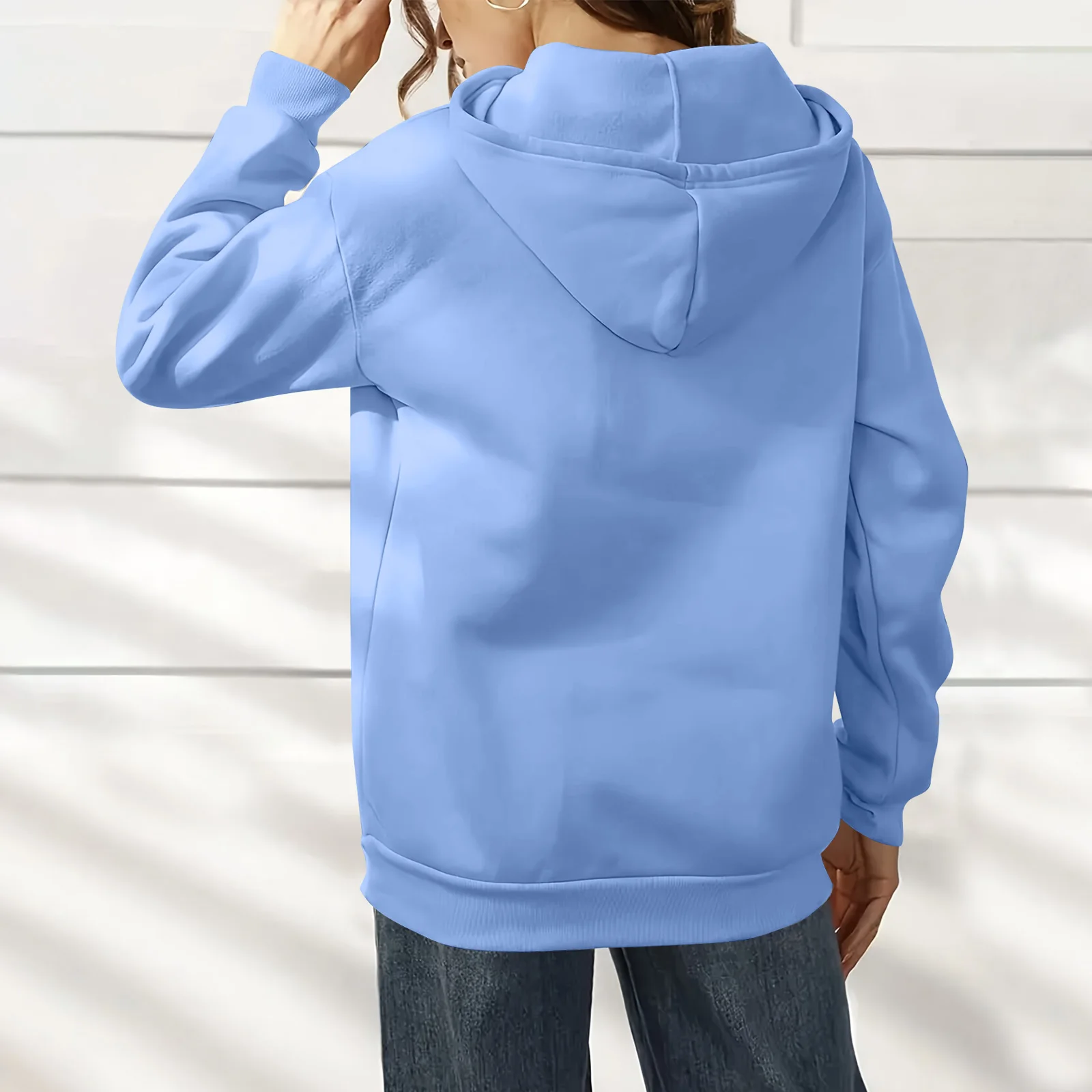 سترة نسائية عصرية بلون سادة وأكمام طويلة مع قلنسوة سوداديراس دي موخير ملابس نسائية بغطاء للرأس تسحب نسائي 2025 Hot