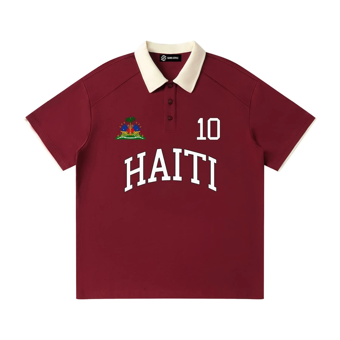 

Haiti Number 10 Letter Print Simple Polo Shirt Classic Haiti Emblem Short Sleeve T Shirt For Men Women Summer Casual Sports Tees