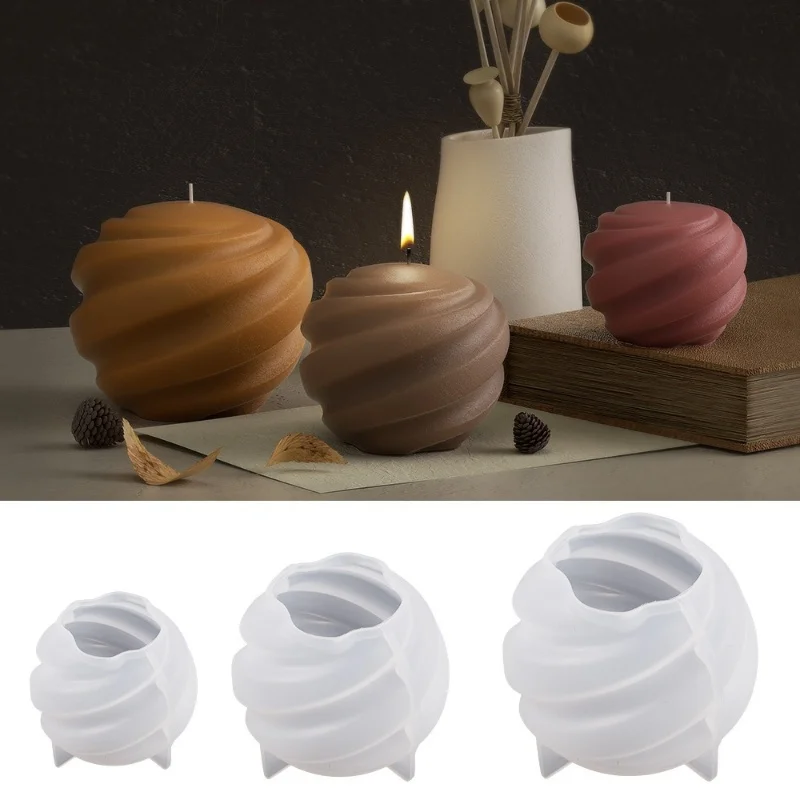 Rotating Spherical Candle Silicone Mold DIY Gypsum Spiral Aromatherapy Candle Holder Resin Epoxy Mold Home Decoration Storage