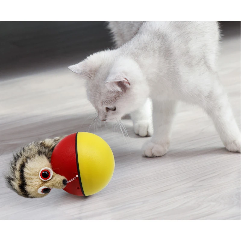 Katze Interaktive Ball Spielzeug Automatische Rolling Ball Faux Schwanz Haustier Elektrische Jump Spielzeug Hund Katze Training Imitieren Maus Pet Liefert
