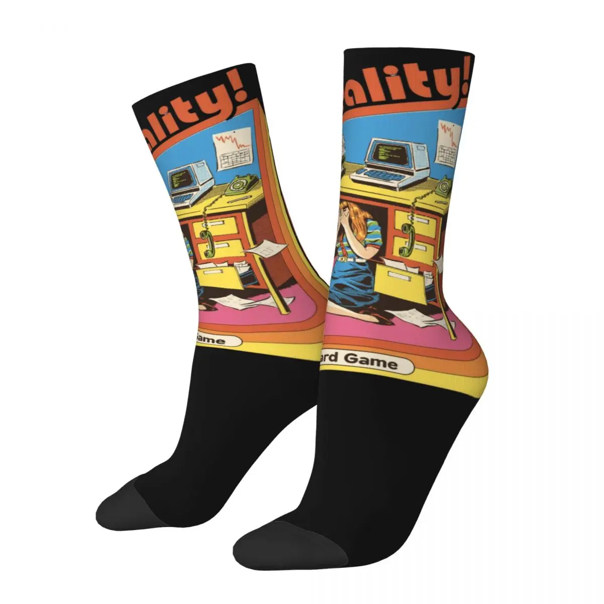 Hide From Reality 70s 80s Art Merch Socks Cozy Funny Nostalgia Humor Graphic Long Socks Comfortable for Unisex Small Gifts