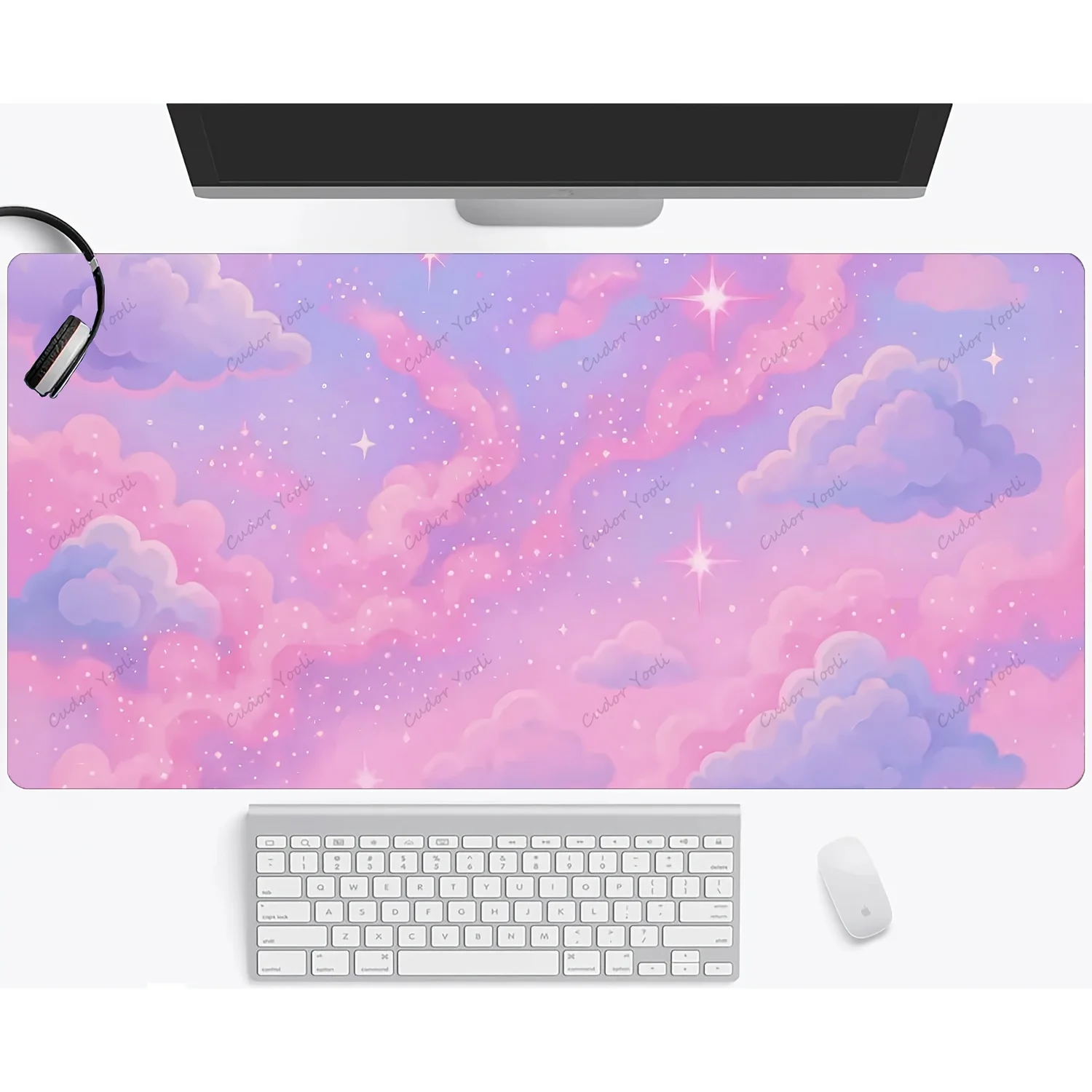 

Большой игровой коврик для мыши Dreamy Pastel Sky & Starry Clouds — противоскользящая резиновая основа, прошитые края, полиэстеровая поверхность, идеально подходит