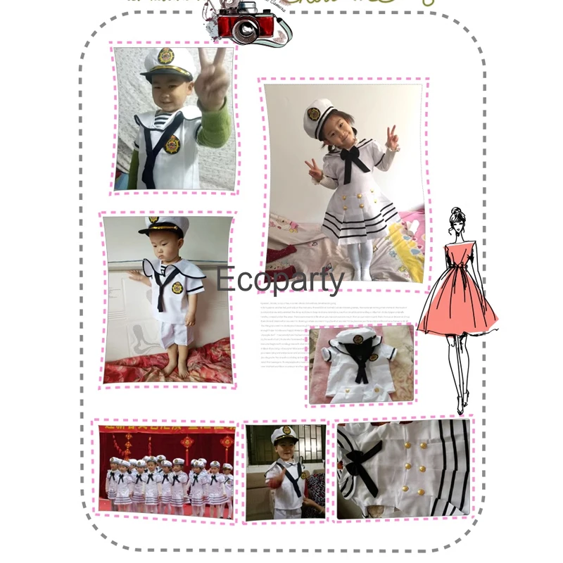 New Kids Halloween Navy Cosplay Costumes For Boy Girls White Sailors Uniform Suit Children Stage Wear Performance Dance Clothing