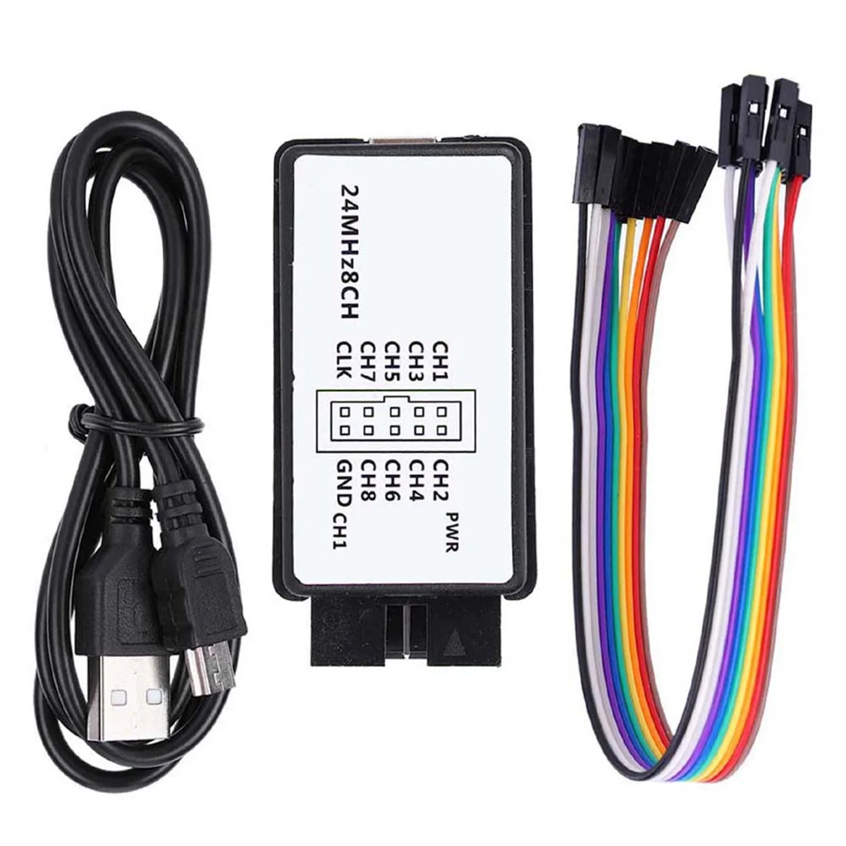 El mejor analizador lógico, dispositivo analizador lógico de 24MHz, conjunto de dispositivos analizador lógico USB, Mini Digital de bolsillo, memoria de entrada de 8 canales