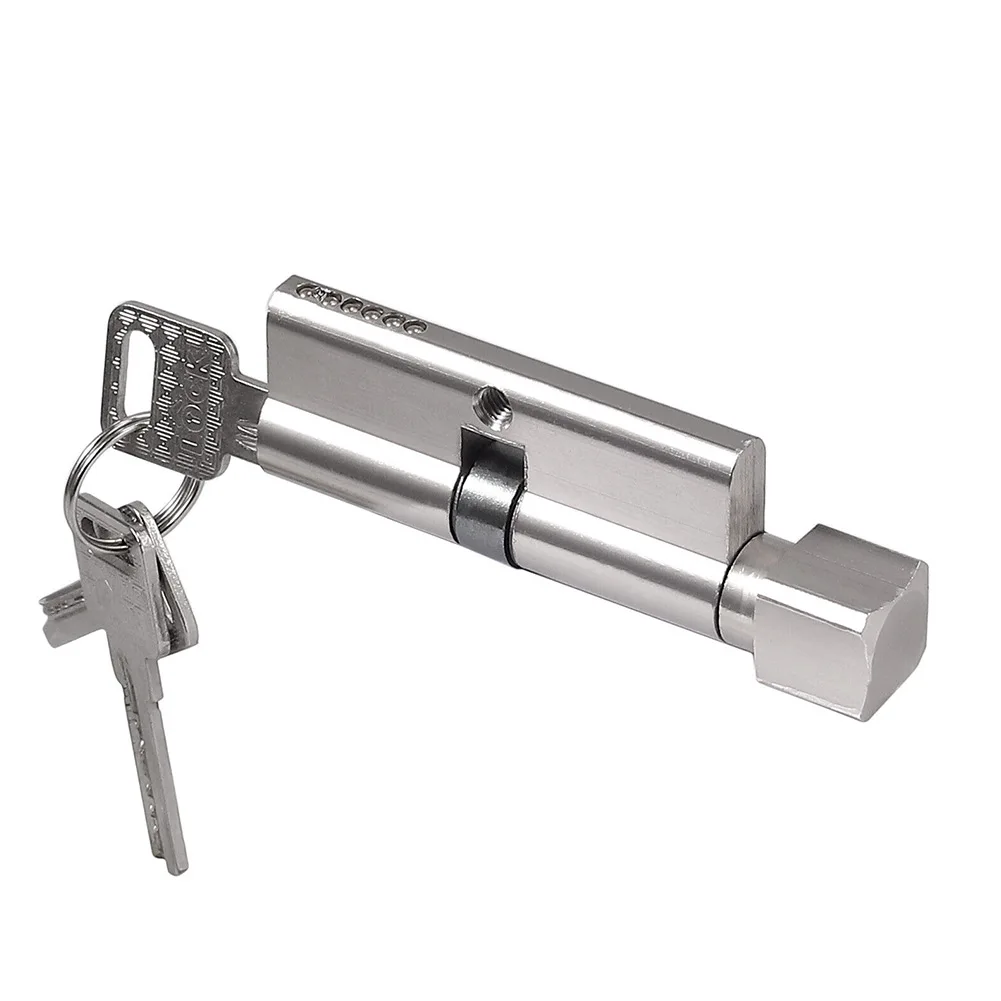 Euro Cylinder Door Lock, Anti Pick Mechanism, Construction, Thumb Turn for Easy Operation, Complete with 3 Keys, Silver Tone