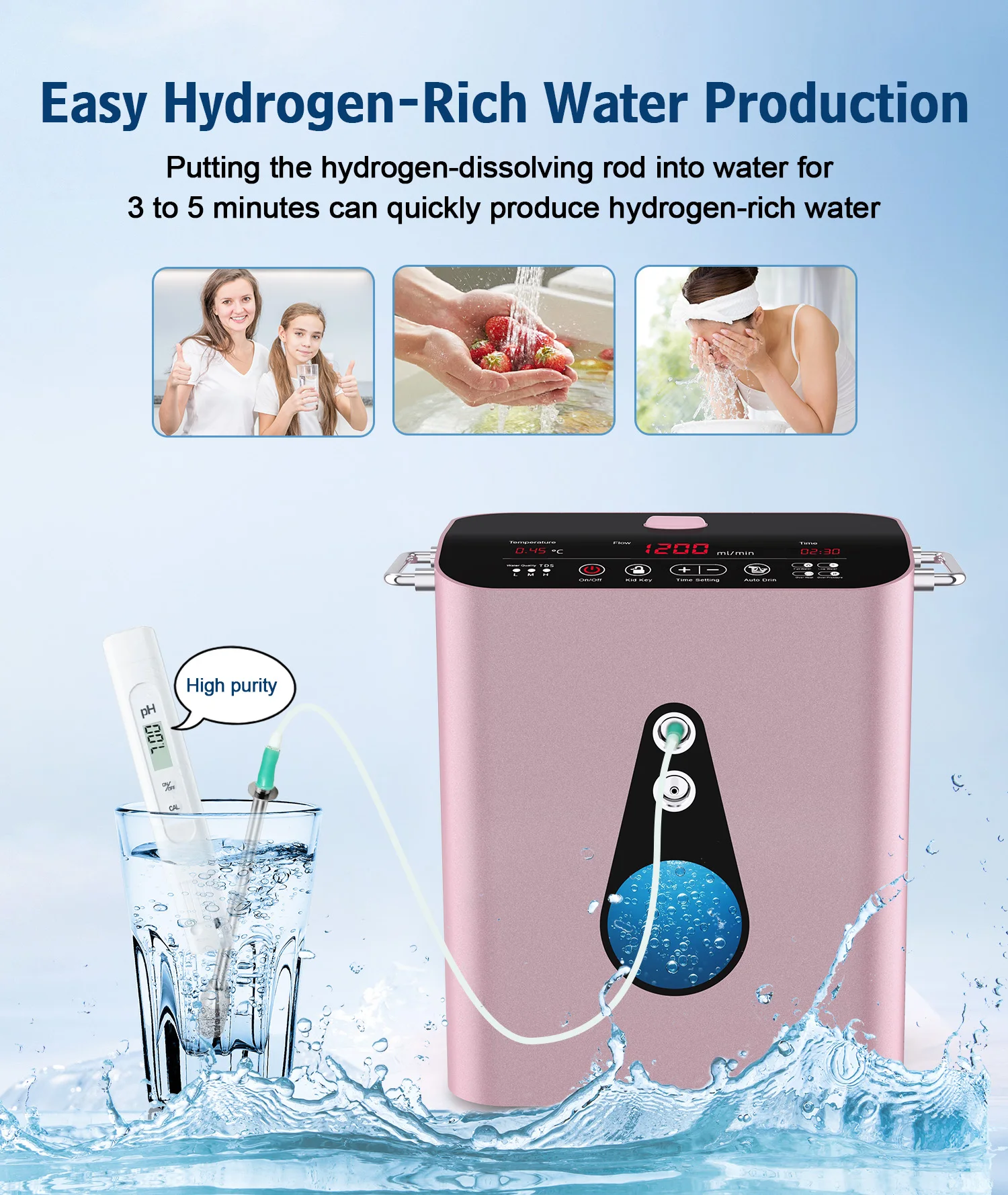 Hochreiner Wasserstoff-Sauerstoff-Generator 1200ml H2 O2 Maschine SPE PEM Elektrolyse Digitalanzeige Heim-Wellness-Gerät SUYZEKO – Detail 12
