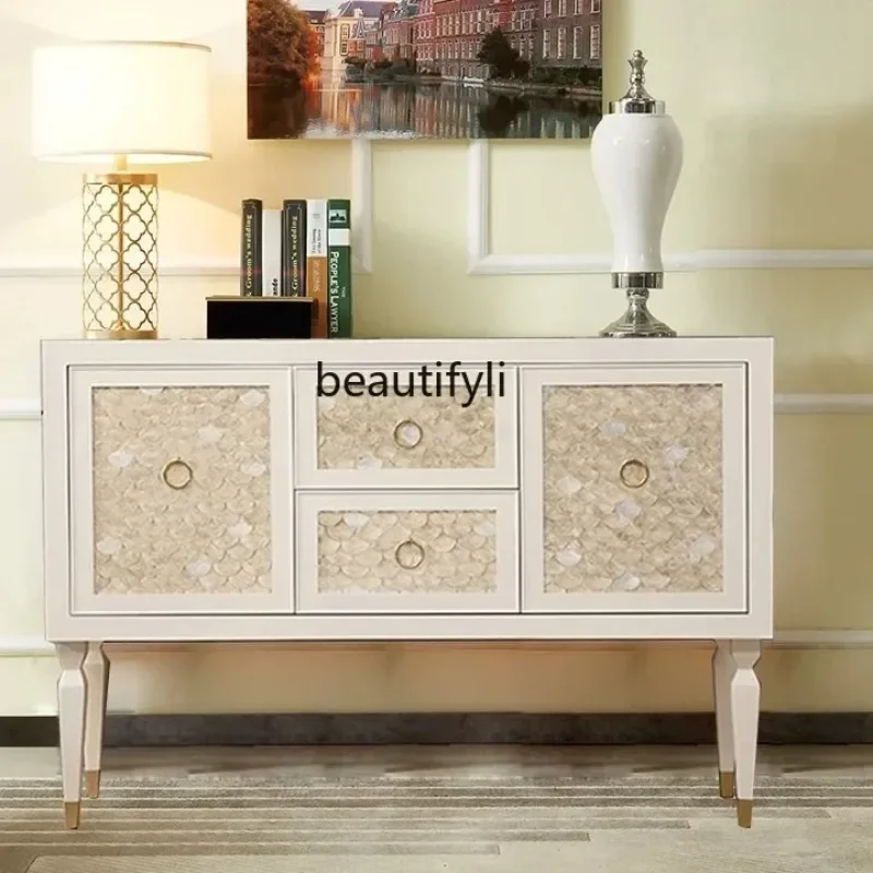 K185 – casier de salon de luxe américain léger, buffet de Style crème en bois massif, décoration de rangement pour la maison, armoire de Hall K185