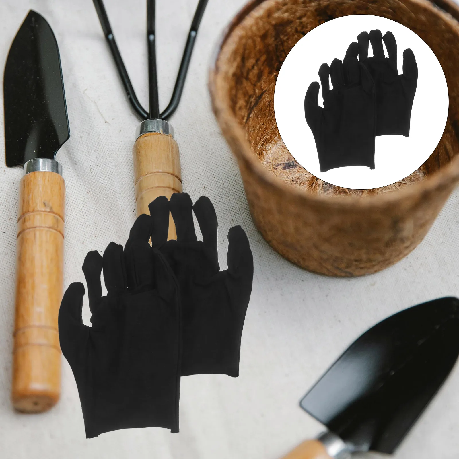 

12Pairs Comfortable Thickened Cotton Gloves Labour Protection Safety Working Gloves Black Size M Hand Protection