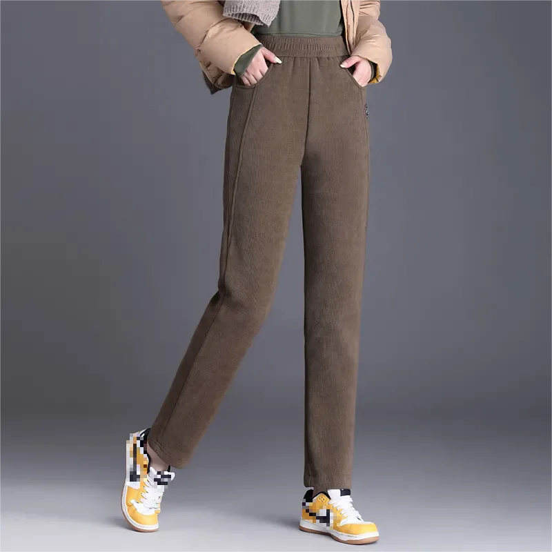 

Autumn Wintevelvet Straight-leg Pants Women Corduroy Pants Mopping Fashion Loose High-waisted Straight-leg Pants